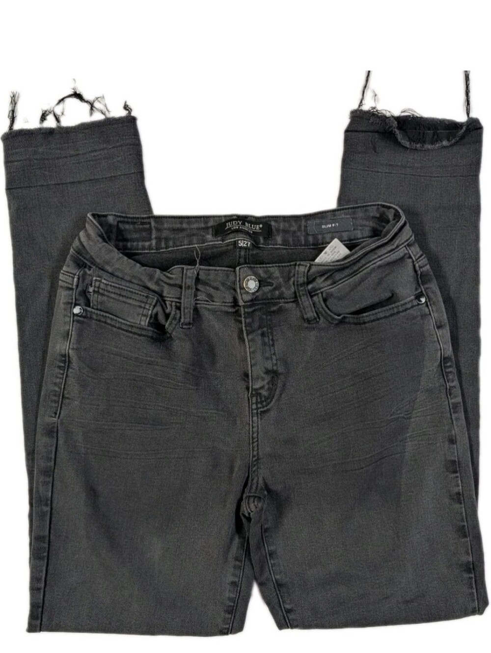 Judy Blue Slim Fit Jeans Womens Size 5 27 Black Distressed Raw Hem